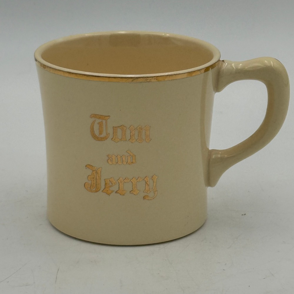 Vintage Homer Laughlin Tom and Jerry Mug Cream Gold Trim D51 N 4 Made in USA